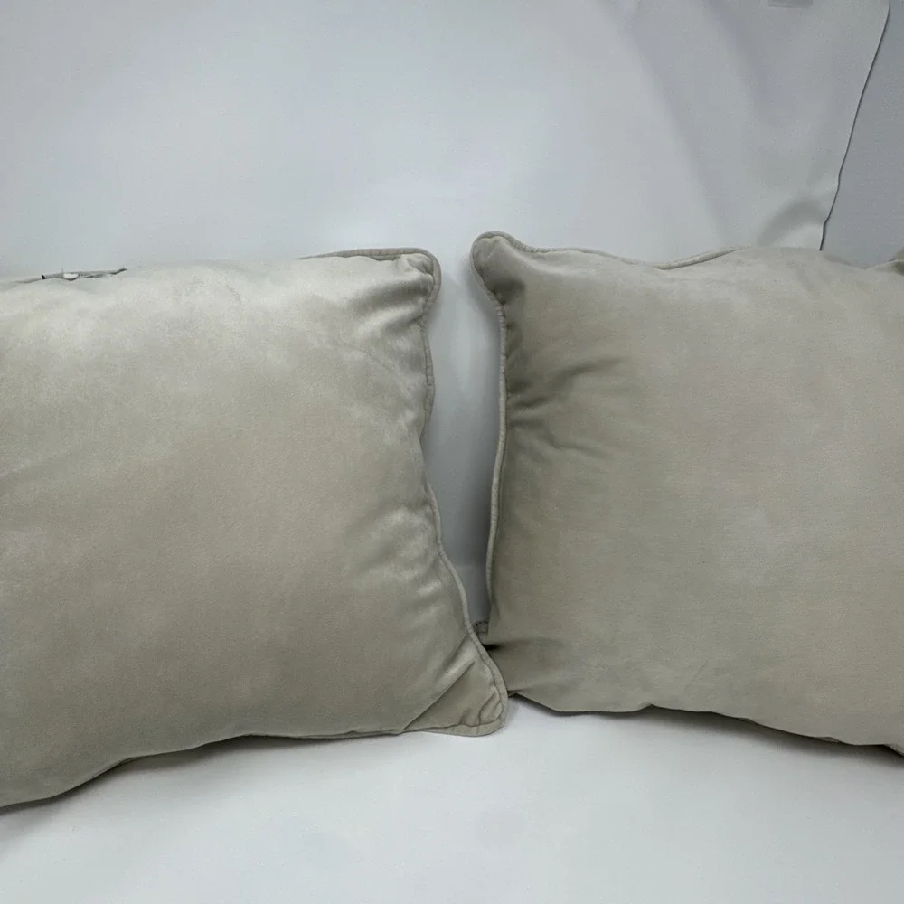 2 Pier 1 Coral Reef Beaded Throw Pillows gray ivory beach coastal nautical ocean